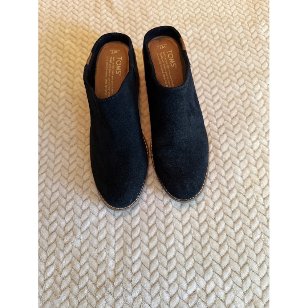 TOMS Black Suede Slip-On Mule Shoes Size 7